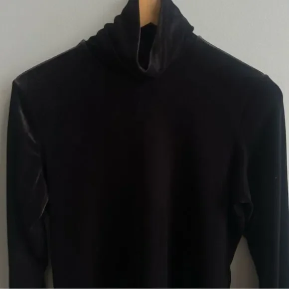 SnoSkins Vintage Black Velvet Base Layer Top Turtleneck Size Large Ski Layer - Picture 5 of 11